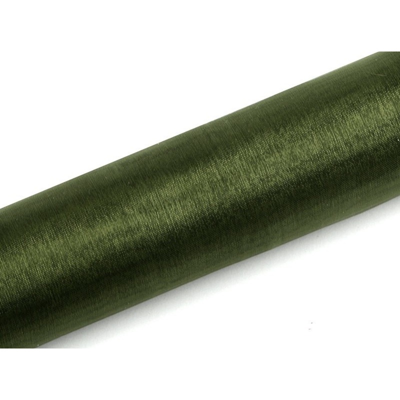 Organza fabric Julie olive green 9m x 16cm