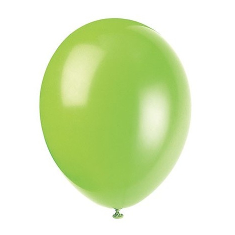 Set of 10 latex balloons lime green 30cm
