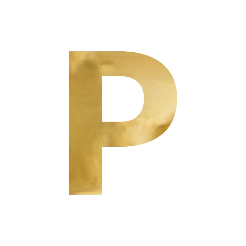 Spiegelbuchstabe ''P'', gold, 45x60 cm