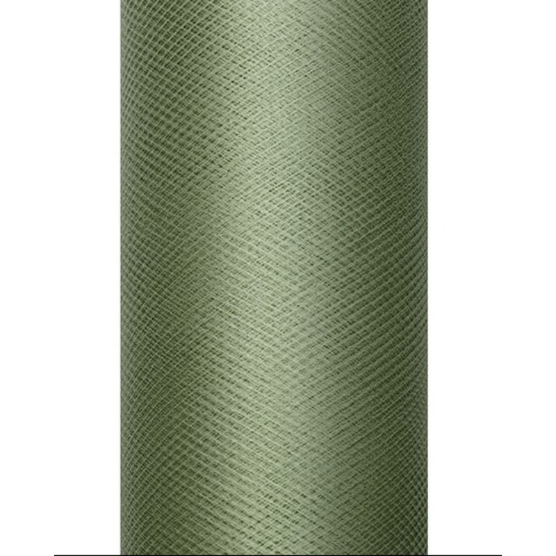 Tulle fabric Luna olive green 9m x 15cm