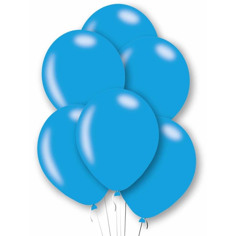 10 blue metallic latex balloons 27.5cm