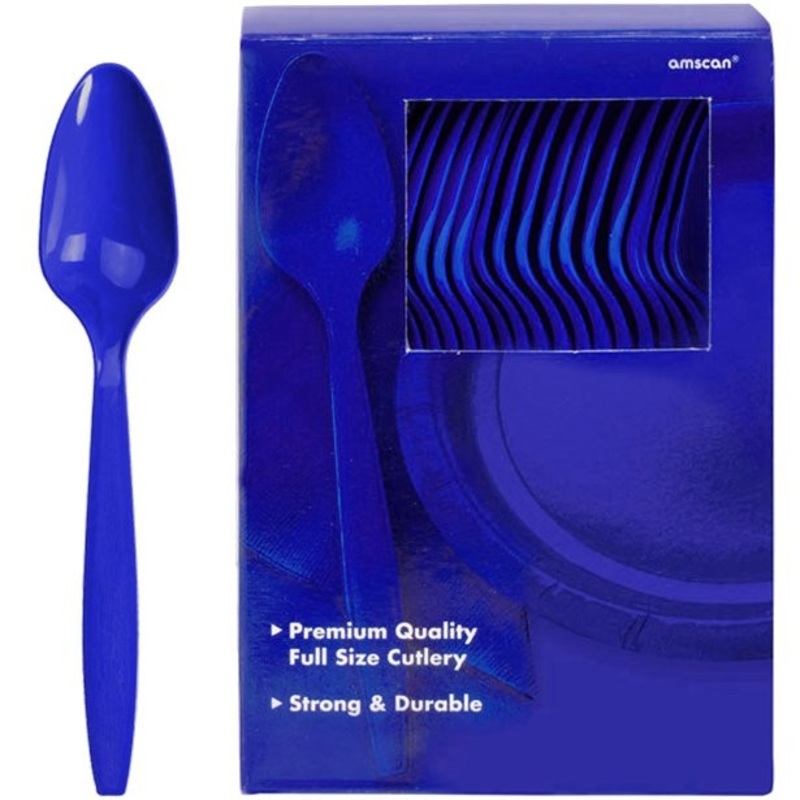 100 plastic spoons dark blue