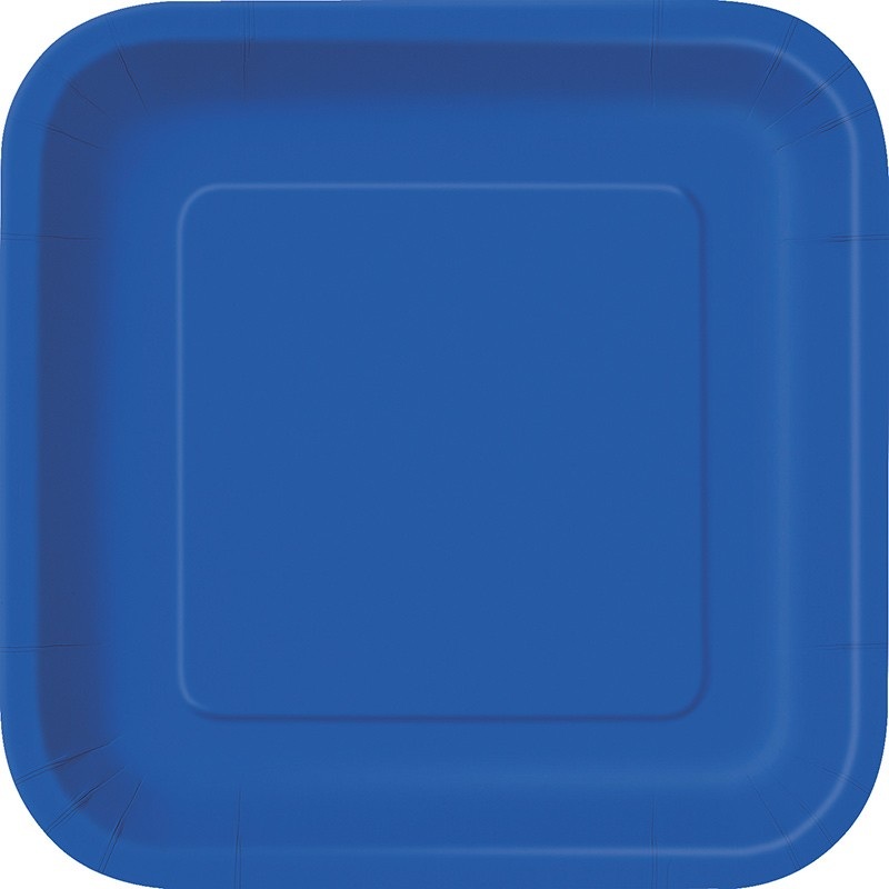 14 Paper Plates Square Royal Blue 23cm