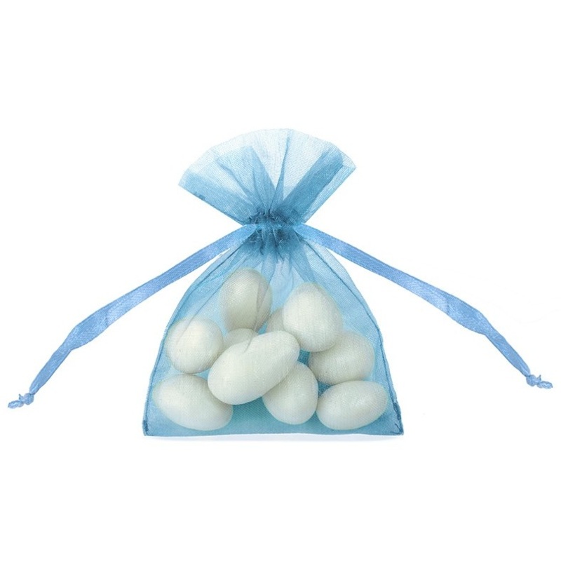 20 organza bags Claire azure blue 10cm