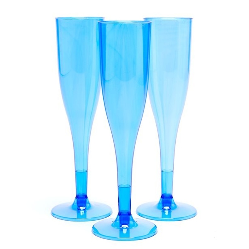 20 royal blue plastic champagne glasses 162ml