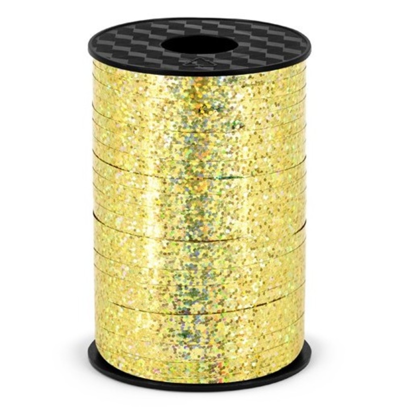 225m holographic gift ribbon gold