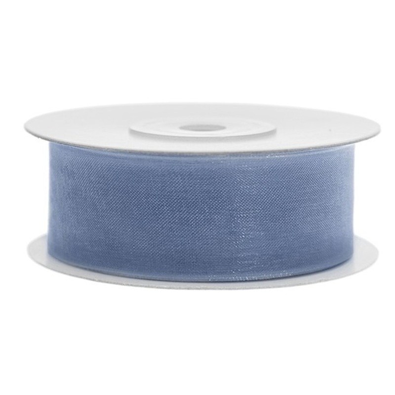 25m chiffon gift ribbon fog blue