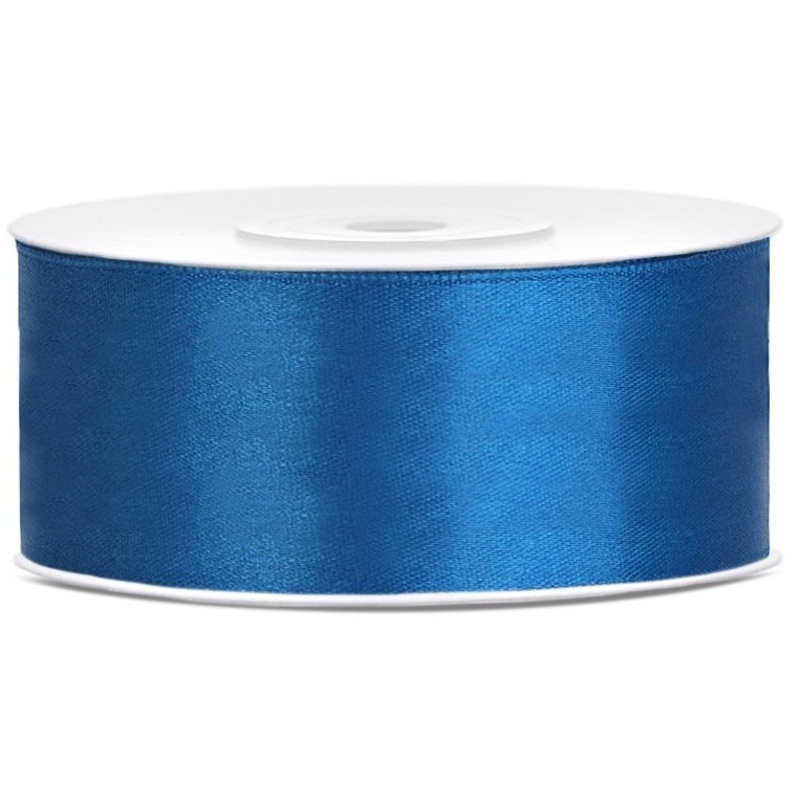 25m satin gift ribbon blue 25mm wide