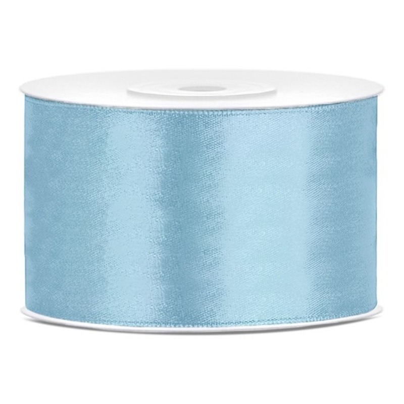 25m satin gift ribbon light blue 38mm wide