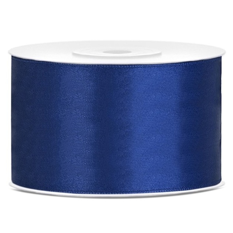 25m satin ribbon, navy blue, 38mm wide