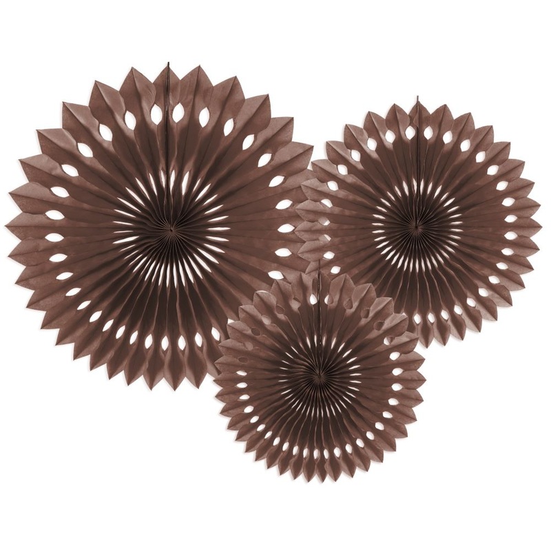 3 decorative rosettes brown 20-30cm