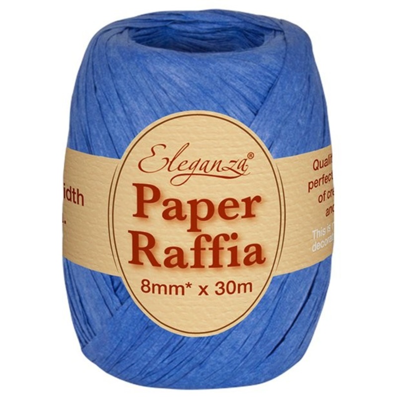 30m blue Eleganza bast ribbon 8mm
