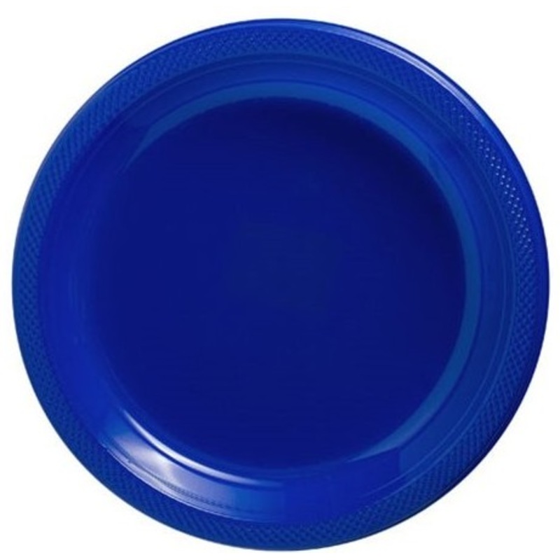 50 royal blue plastic plates Basel 17cm