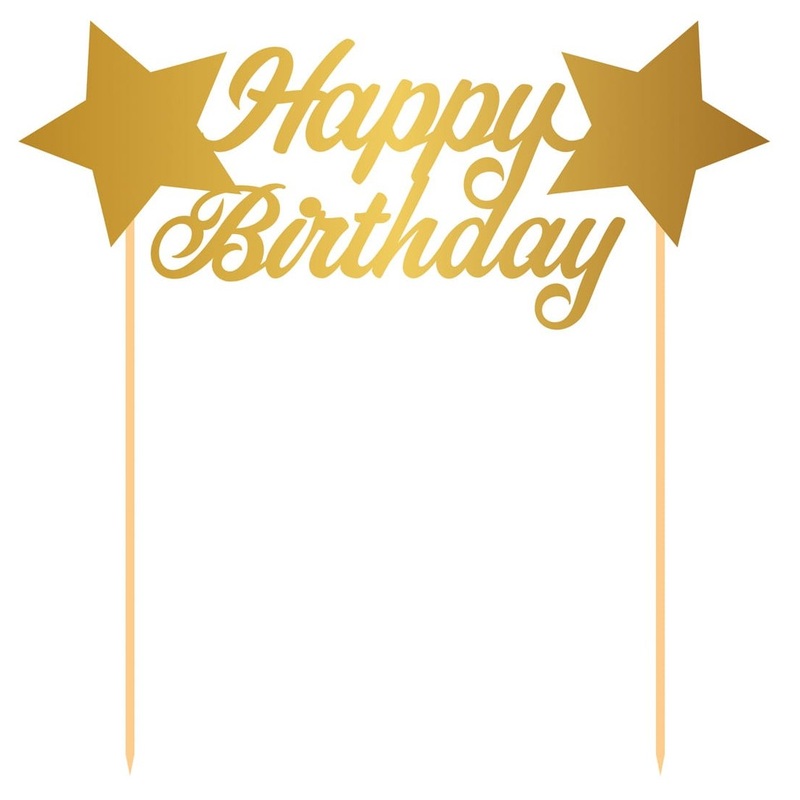 Cake topper Happy Birthday gold star