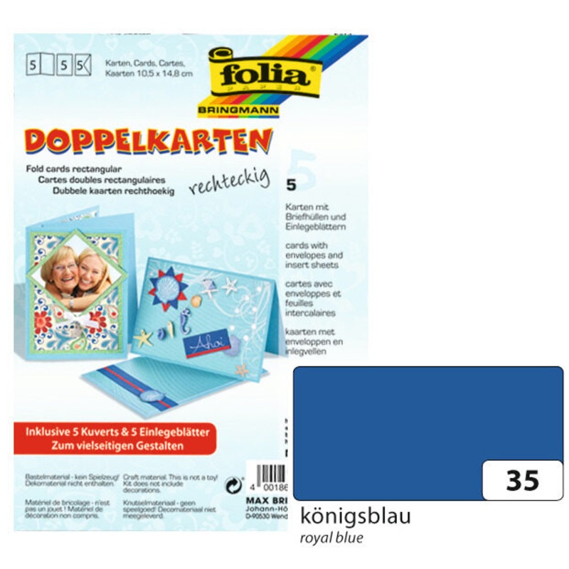 Doppelkarten mit Umschlag rechteckig mit Kuverts blau 10,5x14,8cm 5 Stck