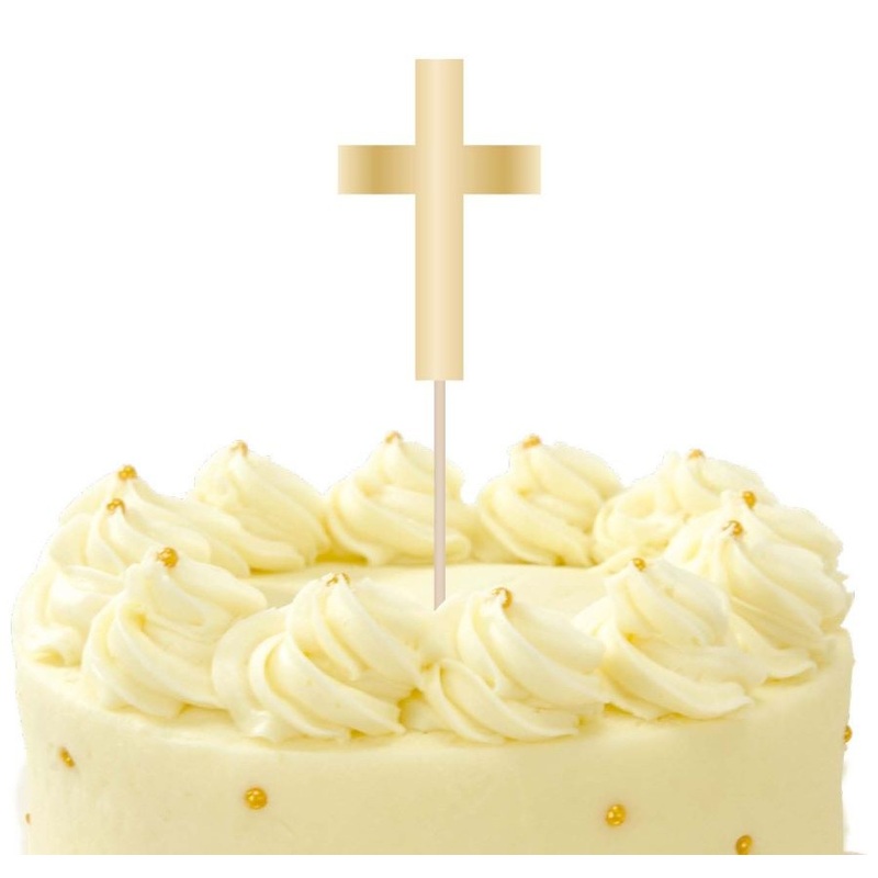 Golden cross cake decoration 6.3cm x 20cm