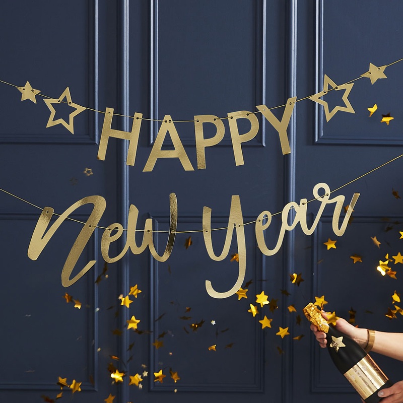 Golden New Year garland 3m