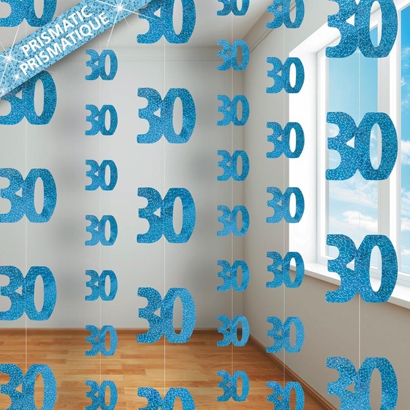 Happy Blue Sparkling 30th Birthday hanging decoration