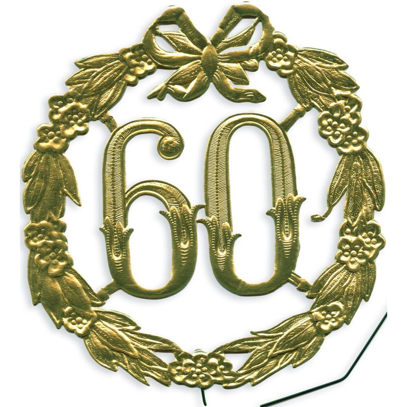Jubilumszahl 60 mit Draht gold 13cm