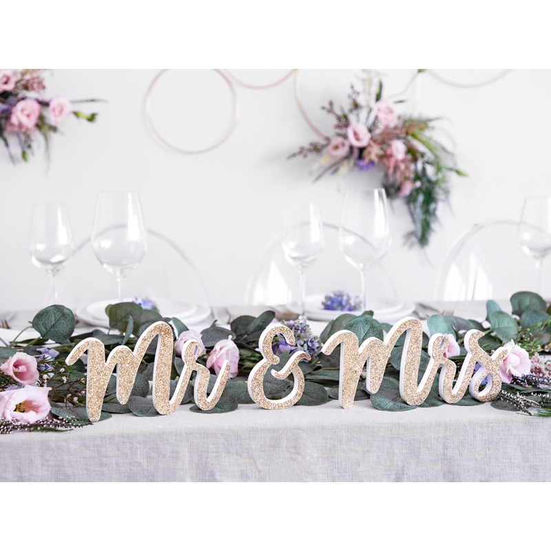 Mr & Mrs deco lettering gold 50 x 10cm