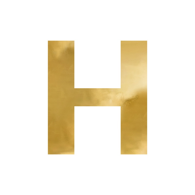 Spiegelbuchstabe ''H'', gold, 53x60 cm