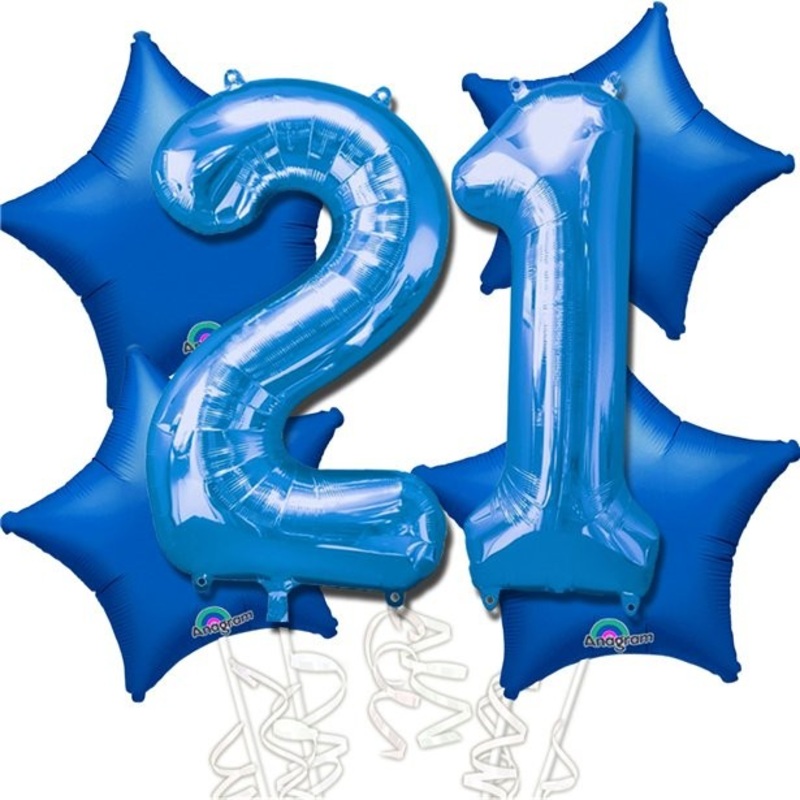 Starful 21st birthday balloon bouquet