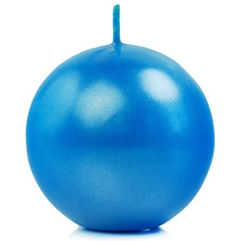 10 ball candles Torino royal blue metallic 6cm