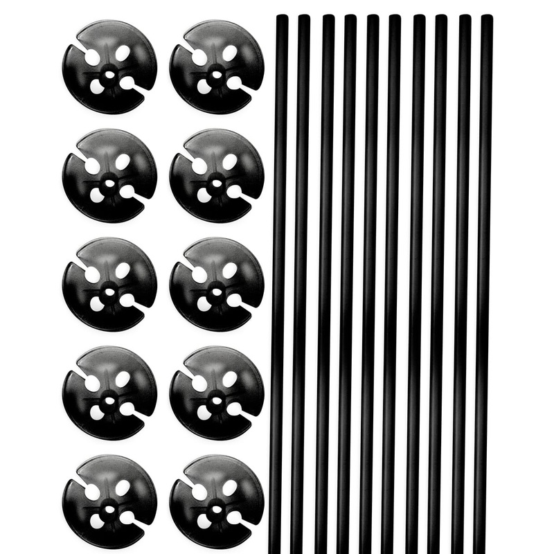 10 balloon sticks & cups in black