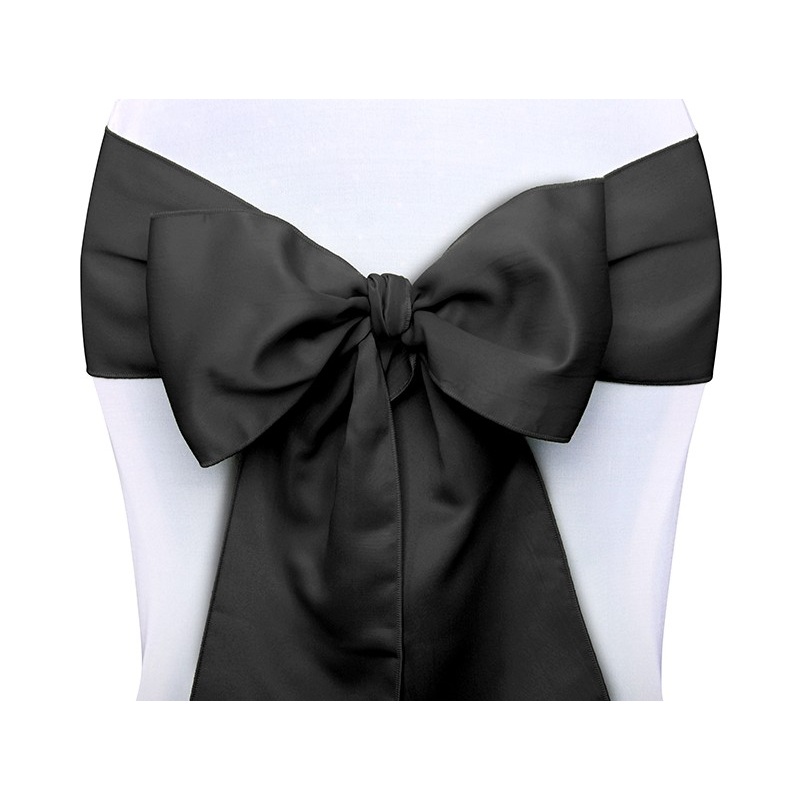 10 satin ribbons for chairs black 15cm x 2.75m