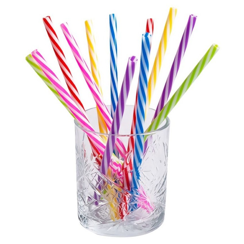 12 colored twisted straws with brush