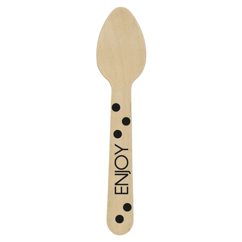 12 Mini Enjoy wooden spoons black