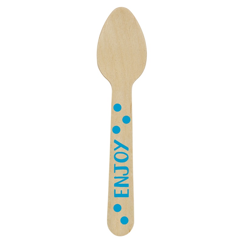 12 mini Enjoy wooden spoons blue