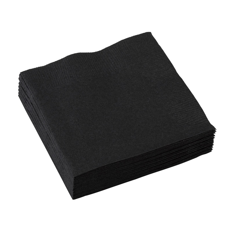 20 party buffet napkins black 25cm