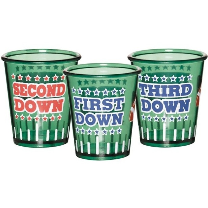 3 football touchdown shot glasses