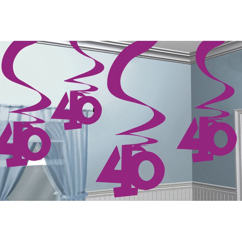 40th Celebration Wirbel hanging decoration Pink 5x61cm