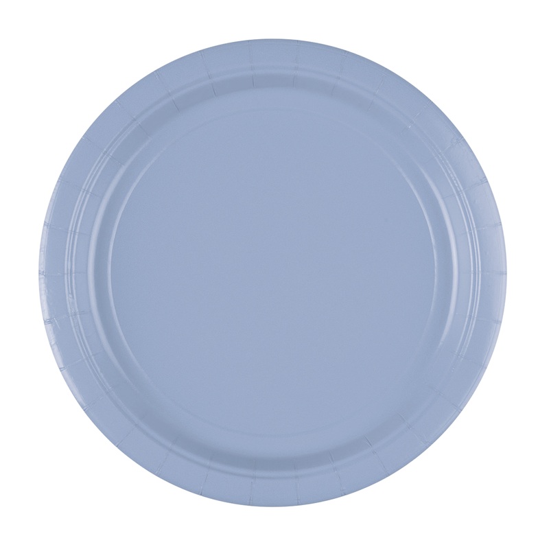 8 paper plates pastel blue 23cm
