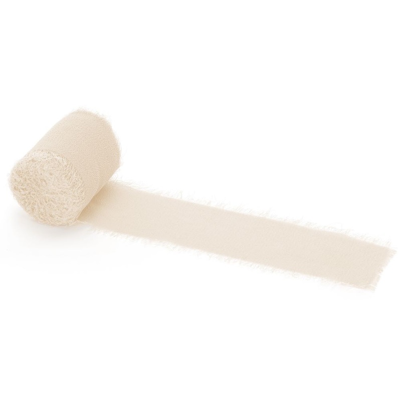Chiffon ribbon light beige 5m x 4cm