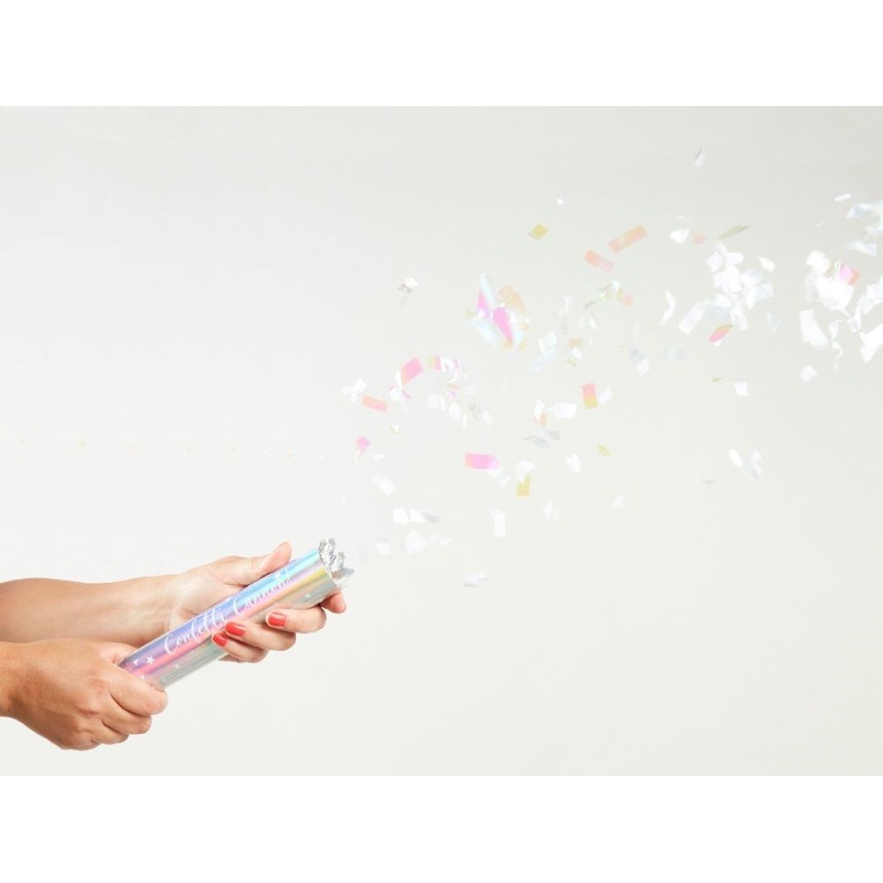 Confetti cannon iridescent stripes 24cm