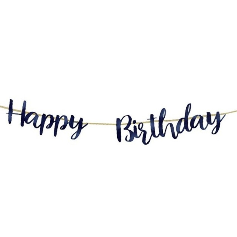 Dark blue happy birthday garland