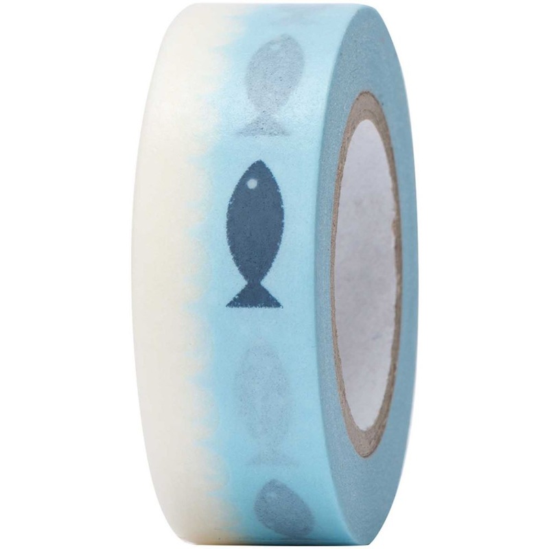 Washi tape blue fish 10m