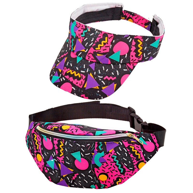 WIDMANN The 80s Funky Fashion Set Schirmmtze & Grteltasche schwarz