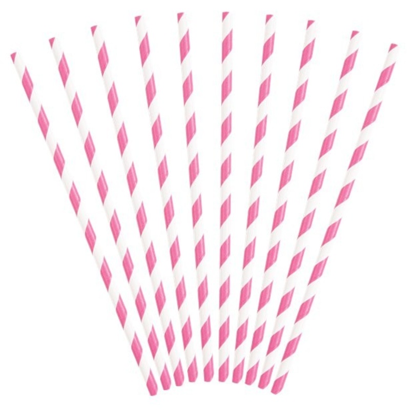 10 striped paper drinking straws 21cm