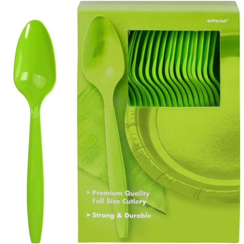 100 plastic spoons light green