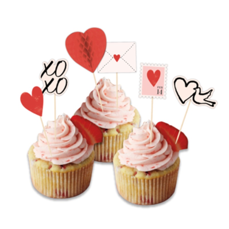12 love message cupcake toppers
