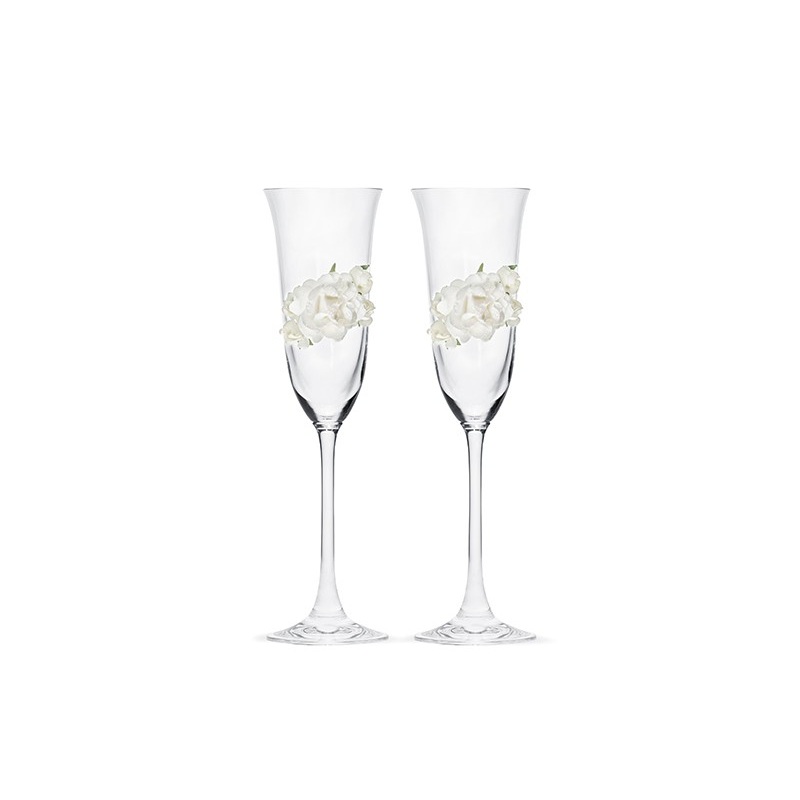2 champagne glasses with floral decoration 160ml