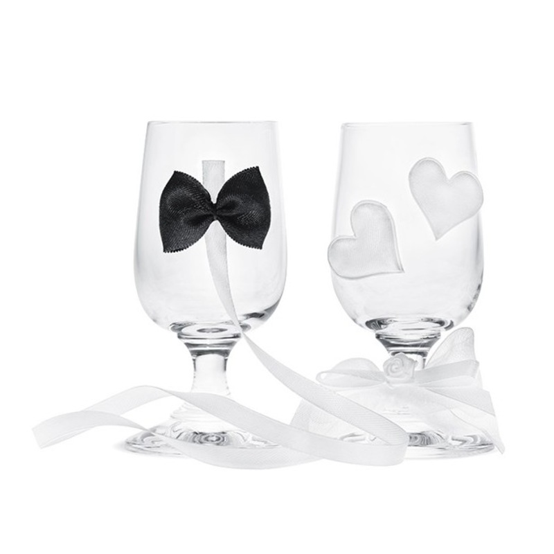2 shot glasses bride & groom 50ml