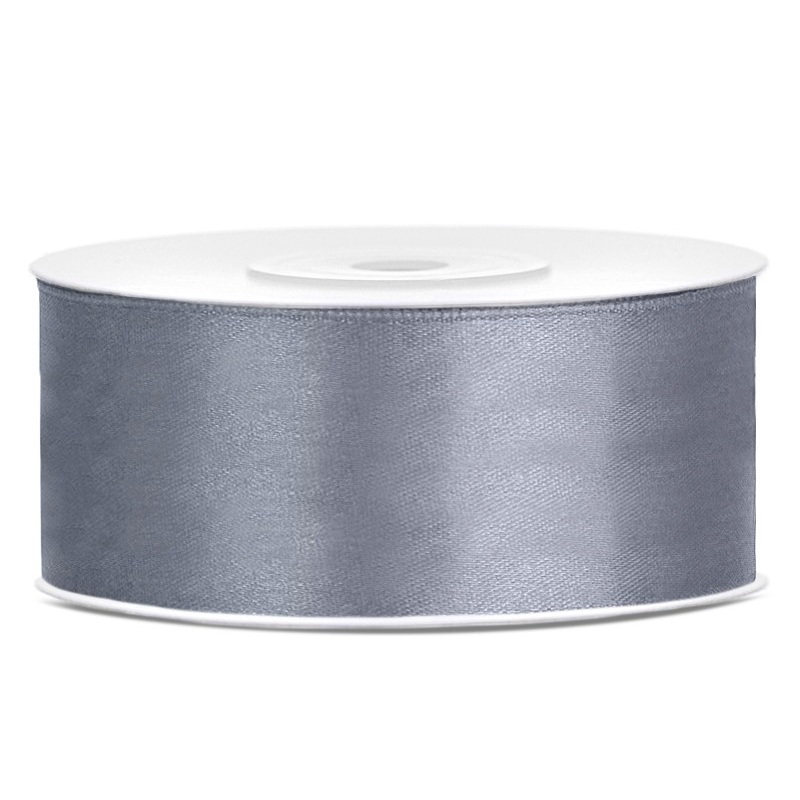 25m satin ribbon gray 25mm wide