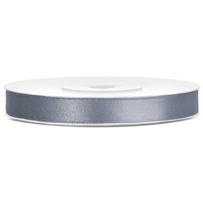 25m satin ribbon gray 6mm wide