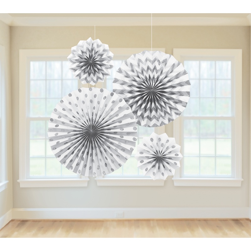 4 decorative compartments white glitter