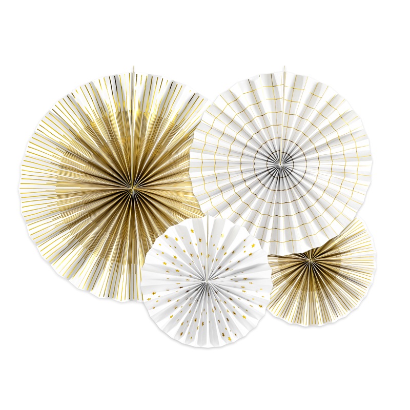 4 Golden Party Night Paper Rosettes